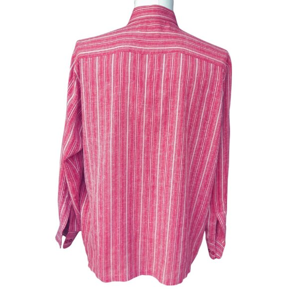 Banjara Dark Red and Taupe Stripe Men's Button Up Shirt - Picture 2 of 8